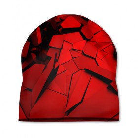 Шапка 3D с принтом Carbon abstraction RED в Новосибирске, 100% полиэстер | универсальный размер, печать по всей поверхности изделия | abstraction | geometry | абстракция | геометрия | грань | краски | кубик | кубики | линии | мозаика | разноцветные | ребро | текстура | тени | узор