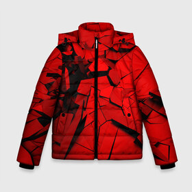 Зимняя куртка для мальчиков 3D с принтом Carbon abstraction RED в Новосибирске, ткань верха — 100% полиэстер; подклад — 100% полиэстер, утеплитель — 100% полиэстер | длина ниже бедра, удлиненная спинка, воротник стойка и отстегивающийся капюшон. Есть боковые карманы с листочкой на кнопках, утяжки по низу изделия и внутренний карман на молнии. 

Предусмотрены светоотражающий принт на спинке, радужный светоотражающий элемент на пуллере молнии и на резинке для утяжки | Тематика изображения на принте: abstraction | geometry | абстракция | геометрия | грань | краски | кубик | кубики | линии | мозаика | разноцветные | ребро | текстура | тени | узор