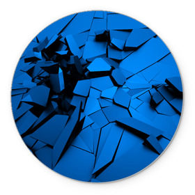 Коврик для мышки круглый с принтом Carbon abstraction BLUE в Новосибирске, резина и полиэстер | круглая форма, изображение наносится на всю лицевую часть | abstraction | geometry | абстракция | геометрия | грань | краски | кубик | кубики | линии | мозаика | разноцветные | ребро | текстура | тени | узор