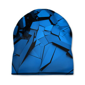 Шапка 3D с принтом Carbon abstraction BLUE в Новосибирске, 100% полиэстер | универсальный размер, печать по всей поверхности изделия | abstraction | geometry | абстракция | геометрия | грань | краски | кубик | кубики | линии | мозаика | разноцветные | ребро | текстура | тени | узор