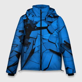 Мужская зимняя куртка 3D с принтом Carbon abstraction BLUE в Новосибирске, верх — 100% полиэстер; подкладка — 100% полиэстер; утеплитель — 100% полиэстер | длина ниже бедра, свободный силуэт Оверсайз. Есть воротник-стойка, отстегивающийся капюшон и ветрозащитная планка. 

Боковые карманы с листочкой на кнопках и внутренний карман на молнии. | Тематика изображения на принте: abstraction | geometry | абстракция | геометрия | грань | краски | кубик | кубики | линии | мозаика | разноцветные | ребро | текстура | тени | узор