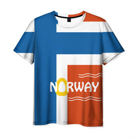 Мужская футболка 3D с принтом Норвегия в Новосибирске, 100% полиэфир | прямой крой, круглый вырез горловины, длина до линии бедер | Тематика изображения на принте: europe | norway | европа | норвегия | путешествие | флаг