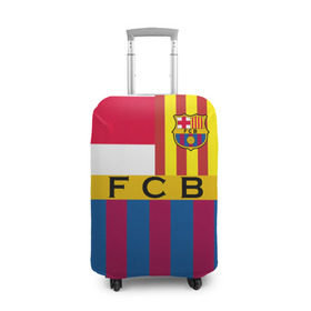 Чехол для чемодана 3D с принтом FC Barcelona в Новосибирске, 86% полиэфир, 14% спандекс | двустороннее нанесение принта, прорези для ручек и колес | Тематика изображения на принте: barcelona | football | logo | spain | sport | арт | барселона | испания | лига | лого | спорт | текстура | фк | футбол | футбольный клуб | эмблема
