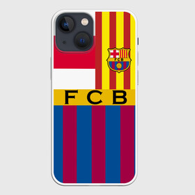 Чехол для iPhone 13 mini с принтом FC Barcelona в Новосибирске,  |  | barcelona | football | logo | spain | sport | арт | барселона | испания | лига | лого | спорт | текстура | фк | футбол | футбольный клуб | эмблема