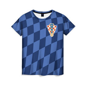 Женская футболка 3D с принтом Хорватия, форма в Новосибирске, 100% полиэфир ( синтетическое хлопкоподобное полотно) | прямой крой, круглый вырез горловины, длина до линии бедер | croatia | fc | fifa | football | national team | uniform | сборная | фифа | фк | форма | футбол | хорватия