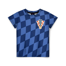 Детская футболка 3D с принтом Хорватия, форма в Новосибирске, 100% гипоаллергенный полиэфир | прямой крой, круглый вырез горловины, длина до линии бедер, чуть спущенное плечо, ткань немного тянется | croatia | fc | fifa | football | national team | uniform | сборная | фифа | фк | форма | футбол | хорватия