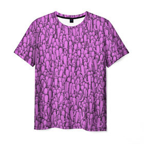 Мужская футболка 3D с принтом Розовые кактусы в Новосибирске, 100% полиэфир | прямой крой, круглый вырез горловины, длина до линии бедер | гламур | гламурный | кактус | колючки | мексика | паттерн | пустыня | растения | розовый | шипы
