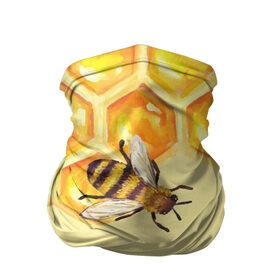 Бандана-труба 3D с принтом Любители меда в Новосибирске, 100% полиэстер, ткань с особыми свойствами — Activecool | плотность 150‒180 г/м2; хорошо тянется, но сохраняет форму | крылья | мед | насекомое | полет | природа | пчелы | улей | цветное | яркое