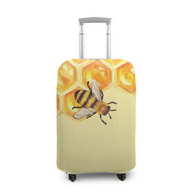 Чехол для чемодана 3D с принтом Любители меда в Новосибирске, 86% полиэфир, 14% спандекс | двустороннее нанесение принта, прорези для ручек и колес | крылья | мед | насекомое | полет | природа | пчелы | улей | цветное | яркое