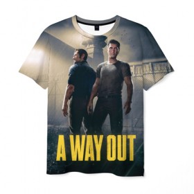Мужская футболка 3D с принтом A Way Out в Новосибирске, 100% полиэфир | прямой крой, круглый вырез горловины, длина до линии бедер | a way out
