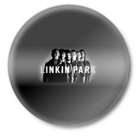 Значок с принтом Группа Linkin Park в Новосибирске,  металл | круглая форма, металлическая застежка в виде булавки | Тематика изображения на принте: bennington | chester | linkin park | альтернативный | беннингтон | группа | ленкин | линкин | майк | метал | музыкант | ню | нюметал | парк | певец | рок | рэп | честер | электроник