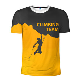 Мужская футболка 3D спортивная с принтом climbing в Новосибирске, 100% полиэстер с улучшенными характеристиками | приталенный силуэт, круглая горловина, широкие плечи, сужается к линии бедра | adrenaline | extreme | hiking | mountaineering | mountains | risk | rock climb | rocks | sport | адреналин | альпинизм | высота | горы | риск | скалолазание | скалы | спорт | туризм | экстрим