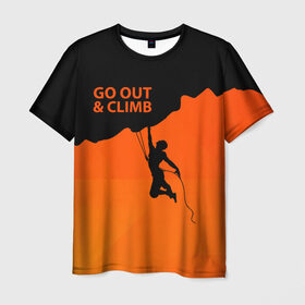 Мужская футболка 3D с принтом climbing в Новосибирске, 100% полиэфир | прямой крой, круглый вырез горловины, длина до линии бедер | adrenaline | extreme | hiking | mountaineering | mountains | risk | rock climb | rocks | sport | адреналин | альпинизм | высота | горы | риск | скалолазание | скалы | спорт | туризм | экстрим