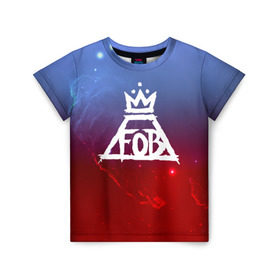 Детская футболка 3D с принтом FALL OUT BOY SPACE COLLECTION в Новосибирске, 100% гипоаллергенный полиэфир | прямой крой, круглый вырез горловины, длина до линии бедер, чуть спущенное плечо, ткань немного тянется | Тематика изображения на принте: fall out boy | logo | music | pop | rock | альтернатива | металл | музыка | музыкальный | поп | рок