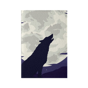 Обложка для паспорта матовая кожа с принтом Ночной житель в Новосибирске, натуральная матовая кожа | размер 19,3 х 13,7 см; прозрачные пластиковые крепления | волк | дикая | дикий | животное | лес | луна | ночь | собака | тьма
