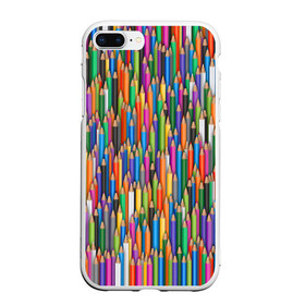 Чехол для iPhone 7Plus/8 Plus матовый с принтом Разноцветные карандаши в Новосибирске, Силикон | Область печати: задняя сторона чехла, без боковых панелей | дизайнер | карандаш | палитра | паттерн | радуга | рисование | рисунок | художник | цвет | цветной | школа