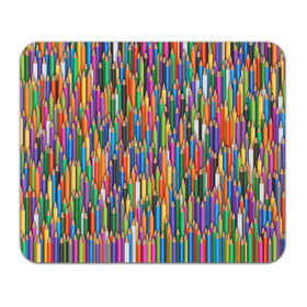 Коврик прямоугольный с принтом Разноцветные карандаши в Новосибирске, натуральный каучук | размер 230 х 185 мм; запечатка лицевой стороны | дизайнер | карандаш | палитра | паттерн | радуга | рисование | рисунок | художник | цвет | цветной | школа