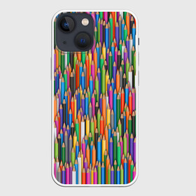 Чехол для iPhone 13 mini с принтом Разноцветные карандаши в Новосибирске,  |  | дизайнер | карандаш | палитра | паттерн | радуга | рисование | рисунок | художник | цвет | цветной | школа
