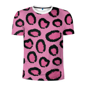 Мужская футболка 3D спортивная с принтом Розовый гепард в Новосибирске, 100% полиэстер с улучшенными характеристиками | приталенный силуэт, круглая горловина, широкие плечи, сужается к линии бедра | африка | животное | леопард