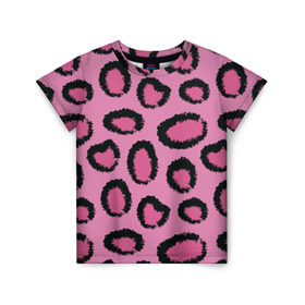 Детская футболка 3D с принтом Розовый гепард в Новосибирске, 100% гипоаллергенный полиэфир | прямой крой, круглый вырез горловины, длина до линии бедер, чуть спущенное плечо, ткань немного тянется | африка | животное | леопард