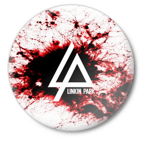 Значок с принтом LINKIN PARK BLOOD COLLECTION в Новосибирске,  металл | круглая форма, металлическая застежка в виде булавки | linkin park | logo | music | pop | rock | альтернатива | металл | музыка | музыкальный | поп | рок | честер беннингтон