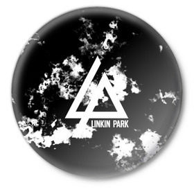 Значок с принтом LINKIN PARK SMOKE FIRE STYLE в Новосибирске,  металл | круглая форма, металлическая застежка в виде булавки | Тематика изображения на принте: linkin park | logo | music | pop | rock | альтернатива | металл | музыка | музыкальный | поп | рок | честер беннингтон