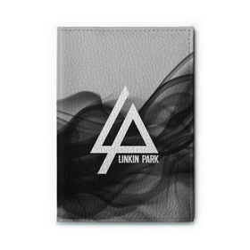 Обложка для автодокументов с принтом LINKIN PARK SMOKE GRAY 2018 в Новосибирске, натуральная кожа |  размер 19,9*13 см; внутри 4 больших “конверта” для документов и один маленький отдел — туда идеально встанут права | Тематика изображения на принте: linkin park | logo | music | pop | rock | альтернатива | металл | музыка | музыкальный | поп | рок | честер беннингтон