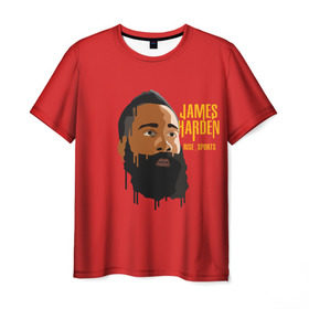 Мужская футболка 3D с принтом James Harden в Новосибирске, 100% полиэфир | прямой крой, круглый вырез горловины, длина до линии бедер | fear the beard | houston rockets | nba | rise sports | баскетбол | джеймс харден | нба | хьюстон рокетс