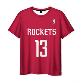 Мужская футболка 3D с принтом Houston Rockets в Новосибирске, 100% полиэфир | прямой крой, круглый вырез горловины, длина до линии бедер | 13 | fear the beard | houston rockets | nba | rise sports | баскетбол | баскетбольная | джеймс харден | нба | номер | спортивная | форма | хьюстон рокетс