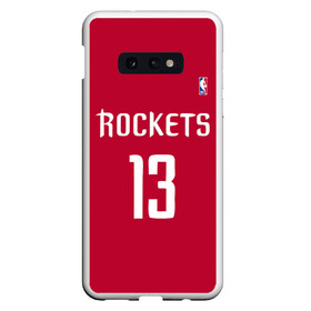 Чехол для Samsung S10E с принтом Houston Rockets в Новосибирске, Силикон | Область печати: задняя сторона чехла, без боковых панелей | 13 | fear the beard | houston rockets | nba | rise sports | баскетбол | баскетбольная | джеймс харден | нба | номер | спортивная | форма | хьюстон рокетс