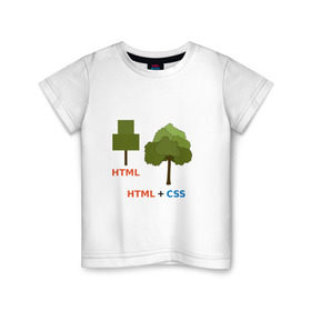 Детская футболка хлопок с принтом Веб-дизайнеры html + css в Новосибирске, 100% хлопок | круглый вырез горловины, полуприлегающий силуэт, длина до линии бедер | css | html | веб дизайн | дерево | дизайн | программирование | программист