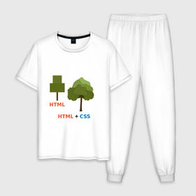 Мужская пижама хлопок с принтом Веб-дизайнеры html + css в Новосибирске, 100% хлопок | брюки и футболка прямого кроя, без карманов, на брюках мягкая резинка на поясе и по низу штанин
 | css | html | веб дизайн | дерево | дизайн | программирование | программист