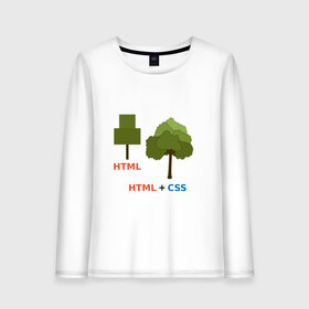 Женский лонгслив хлопок с принтом Веб-дизайнеры html + css в Новосибирске, 100% хлопок |  | css | html | веб дизайн | дерево | дизайн | программирование | программист