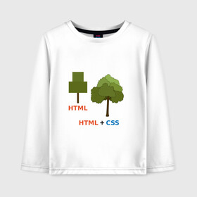 Детский лонгслив хлопок с принтом Веб-дизайнеры html + css в Новосибирске, 100% хлопок | круглый вырез горловины, полуприлегающий силуэт, длина до линии бедер | Тематика изображения на принте: css | html | веб дизайн | дерево | дизайн | программирование | программист