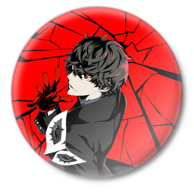 Значок с принтом Red в Новосибирске,  металл | круглая форма, металлическая застежка в виде булавки | Тематика изображения на принте: anime | persona 5 | аниме | персона 5