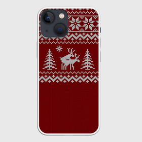 Чехол для iPhone 13 mini с принтом Неприличные Олени в Новосибирске,  |  | Тематика изображения на принте: 2019 | 2020 | 2021 | 2022 | 2023 | 2024 | 2025 | вязание | вязаный | год | дед | елка | елки | лес | мороз | новый | олени | олень | оленями | прикол | свитер | снегурочка | шутка | юмор