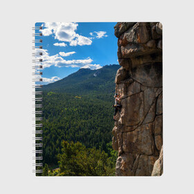 Тетрадь с принтом climbing в Новосибирске, 100% бумага | 48 листов, плотность листов — 60 г/м2, плотность картонной обложки — 250 г/м2. Листы скреплены сбоку удобной пружинной спиралью. Уголки страниц и обложки скругленные. Цвет линий — светло-серый
 | adrenaline | extreme | hiking | mountaineering | mountains | risk | rock climb | rocks | sport | адреналин | альпинизм | высота | горы | риск | скалолазание | скалы | спорт | туризм | экстрим
