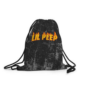 Рюкзак-мешок 3D с принтом Lil Fire Peep в Новосибирске, 100% полиэстер | плотность ткани — 200 г/м2, размер — 35 х 45 см; лямки — толстые шнурки, застежка на шнуровке, без карманов и подкладки | Тематика изображения на принте: lil peep | rap | густав ор | лил пип | рэп