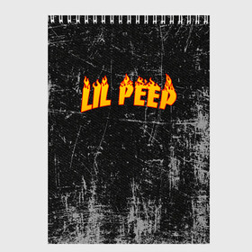 Скетчбук с принтом Lil Fire Peep в Новосибирске, 100% бумага
 | 48 листов, плотность листов — 100 г/м2, плотность картонной обложки — 250 г/м2. Листы скреплены сверху удобной пружинной спиралью | lil peep | rap | густав ор | лил пип | рэп