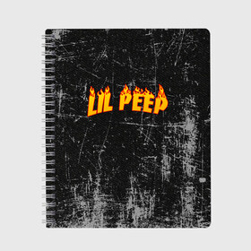 Тетрадь с принтом Lil Fire Peep в Новосибирске, 100% бумага | 48 листов, плотность листов — 60 г/м2, плотность картонной обложки — 250 г/м2. Листы скреплены сбоку удобной пружинной спиралью. Уголки страниц и обложки скругленные. Цвет линий — светло-серый
 | lil peep | rap | густав ор | лил пип | рэп