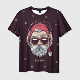 Мужская футболка 3D с принтом Who was a bad boy? в Новосибирске, 100% полиэфир | прямой крой, круглый вырез горловины, длина до линии бедер | bad | beard | boy | christmas | hipster | new year | santa | борода | дед мороз | новый год | рождество | санта | хипстер
