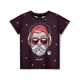 Детская футболка 3D с принтом Who was a bad boy? в Новосибирске, 100% гипоаллергенный полиэфир | прямой крой, круглый вырез горловины, длина до линии бедер, чуть спущенное плечо, ткань немного тянется | bad | beard | boy | christmas | hipster | new year | santa | борода | дед мороз | новый год | рождество | санта | хипстер