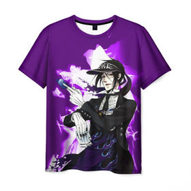 Мужская футболка 3D с принтом Темный дворецкий в Новосибирске, 100% полиэфир | прямой крой, круглый вырез горловины, длина до линии бедер | anime | black butler | manga | аниме | демон | манга | сиэль фантомхайв | яна тобосо