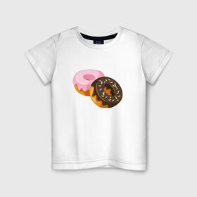 Детская футболка хлопок с принтом Пончики в Новосибирске, 100% хлопок | круглый вырез горловины, полуприлегающий силуэт, длина до линии бедер | Тематика изображения на принте: 