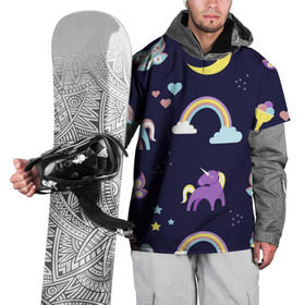 Накидка на куртку 3D с принтом Ночные сны в Новосибирске, 100% полиэстер |  | волшебство | единорог | лошадь | подарок | праздник | рога | сказка | яркие