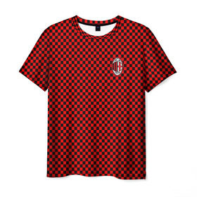 Мужская футболка 3D с принтом AC MILAN в Новосибирске, 100% полиэфир | прямой крой, круглый вырез горловины, длина до линии бедер | ac milan | fc | fc milan | football | milan | soccer | белый | клуб | красный | милан | спорт | спортивные | фк | футбол | цвет.логотип | черный | эмблема