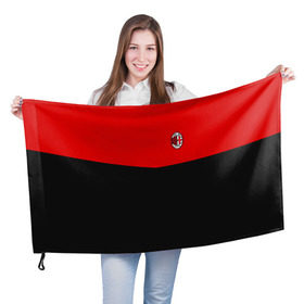 Флаг 3D с принтом AC MILAN в Новосибирске, 100% полиэстер | плотность ткани — 95 г/м2, размер — 67 х 109 см. Принт наносится с одной стороны | ac milan | fc | fc milan | football | milan | soccer | белый | клуб | красный | милан | спорт | спортивные | фк | футбол | цвет.логотип | черный | эмблема