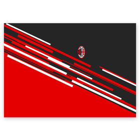 Поздравительная открытка с принтом AC MILAN в Новосибирске, 100% бумага | плотность бумаги 280 г/м2, матовая, на обратной стороне линовка и место для марки
 | ac milan | fc | fc milan | football | milan | soccer | белый | клуб | красный | милан | спорт | спортивные | фк | футбол | цвет.логотип | черный | эмблема