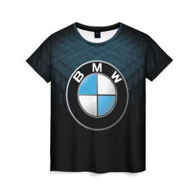 Женская футболка 3D с принтом BMW 2018 Blue Line в Новосибирске, 100% полиэфир ( синтетическое хлопкоподобное полотно) | прямой крой, круглый вырез горловины, длина до линии бедер | bmw | bmw motorsport | bmw performance | carbon | m | motorsport | performance | sport | бмв | карбон | моторспорт | спорт