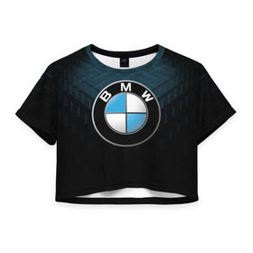 Женская футболка 3D укороченная с принтом BMW 2018 Blue Line в Новосибирске, 100% полиэстер | круглая горловина, длина футболки до линии талии, рукава с отворотами | bmw | bmw motorsport | bmw performance | carbon | m | motorsport | performance | sport | бмв | карбон | моторспорт | спорт